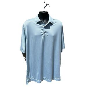 Footjoy FJ Mens Golf Polo Shirt Light Blue Yellow Geometric Print Size Large